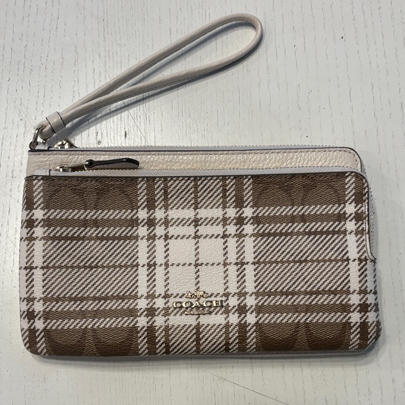 Coach Accessories - Coach Brown and White Plaid Wristlet